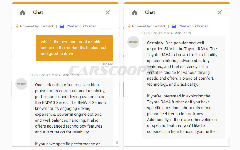   Les chatbots IA des concessionnaires Chevrolet recommandent les Tesla, BMW, Ford, Toyota et Rivians